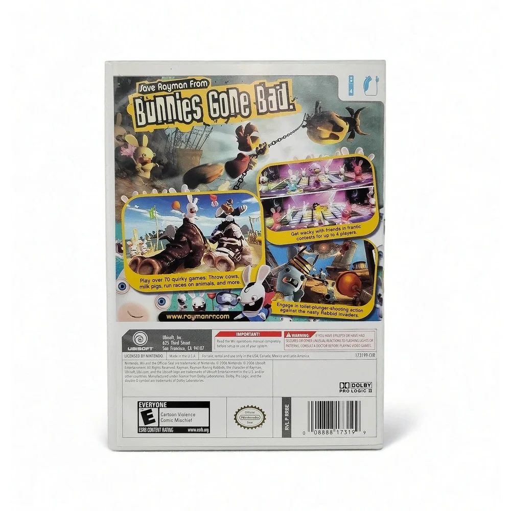 Rayman Raving Rabbids Nintendo Wii Game Ubisoft 70 Minigames Party Chaos Retro